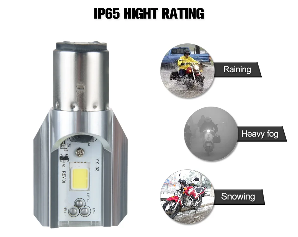 Foxcncar Ba20d Motorcycle LED Headlight Bulbs H6 COB Moto front Lamp Accessoires Scooter light 12v 1000LM For Honda Yamaha 6000K (9)