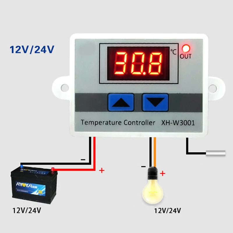 

220V XH-W3001 Temperature Controller Digital LED Temperature Controller Thermometer Microcomputer Switch Probe Max 10A NTC10K