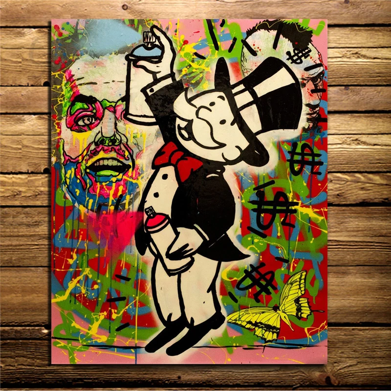 

Alec Monopoly Jumping Paint Wall Art Canvas Painting Posters Prints Modern Painting Wall Picture For Living Room Home Decoration
