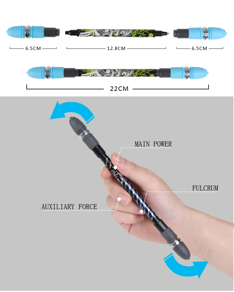 1 шт. креативный спиннинговый фокус с ручкой Шариковая ручка для игры на пальце маслянистые синие шариковые ручки канцелярские товары офисные школьные принадлежности