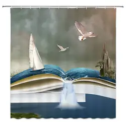 Alpine водопад 3D книга Летающий письмо голубь Водонепроницаемый плесени Ванная комната украшения крюк Шторы душ Шторы полиэфирной ткани