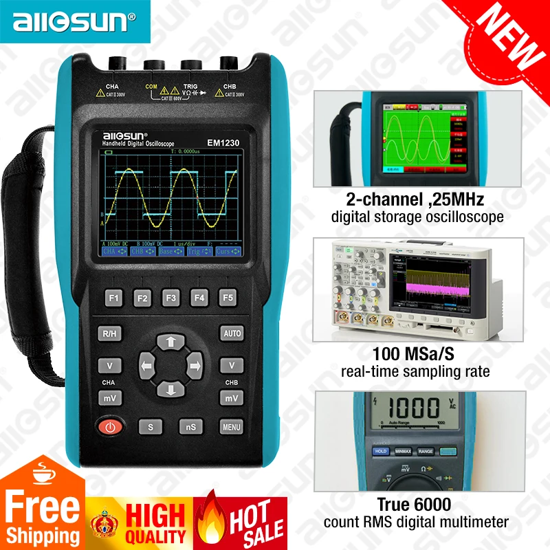 Ручной осциллограф 2 в 1 цифровой мультиметр с цветным экраном|oscilloscope channels|handheld