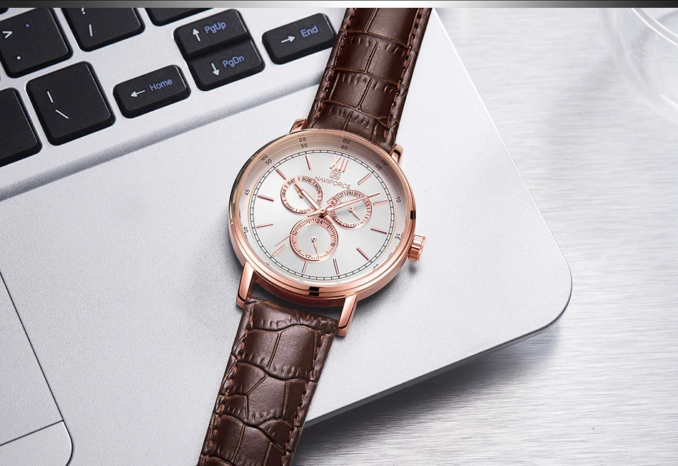 NAVIFORCE 2018 Новый Для мужчин кварцевые часы с кожаным ремешком наручные Для Мужчин's военные водонепроницаемые часы 24-часовой дисплей часы Relogio