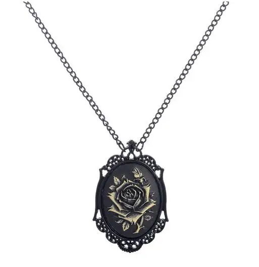 

Vintage flower pendant steam punk gothic women necklace