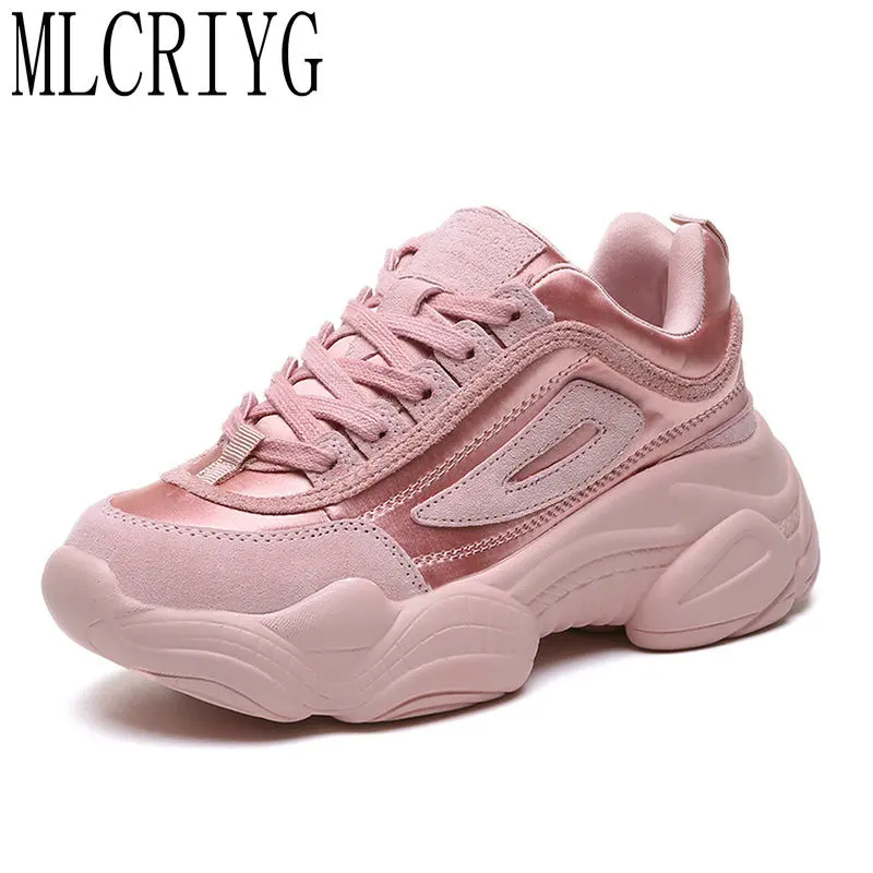 

Size 35-402019 New Flat Heels Shoes for Woman Super Cute Pink Grey Women's Casual Sneakers Female Platform Jeans Footwear