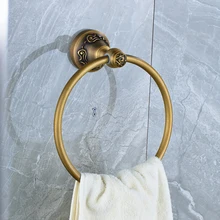 Оптом и в розницу цельное Латунное настенное кольцо для полотенец в ванную античная латунь