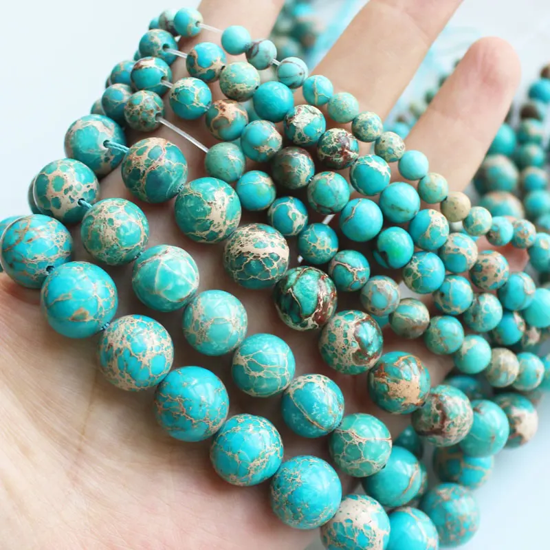 

6-14mm Sky Blue Emperor Jaspre Round beads 15" For DIY Jewelry Making, pendant,necklace