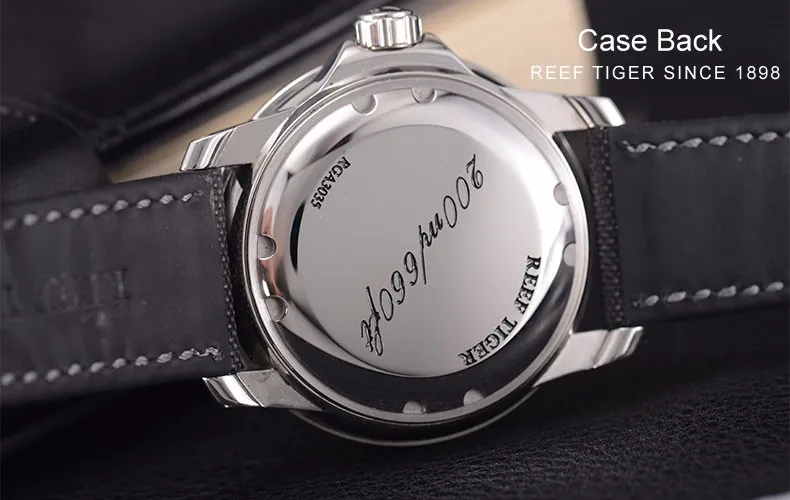 Риф Тигр/RT Лидирующий бренд Мужские механические часы для дайвинга сапфировое стекло браслет часы синие светящиеся часы водонепроницаемые RGA3035