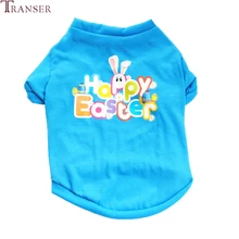 Одежда для собак Transer с пасхальным Кроликом, мультяшным принтом, синяя рубашка для собак 80309