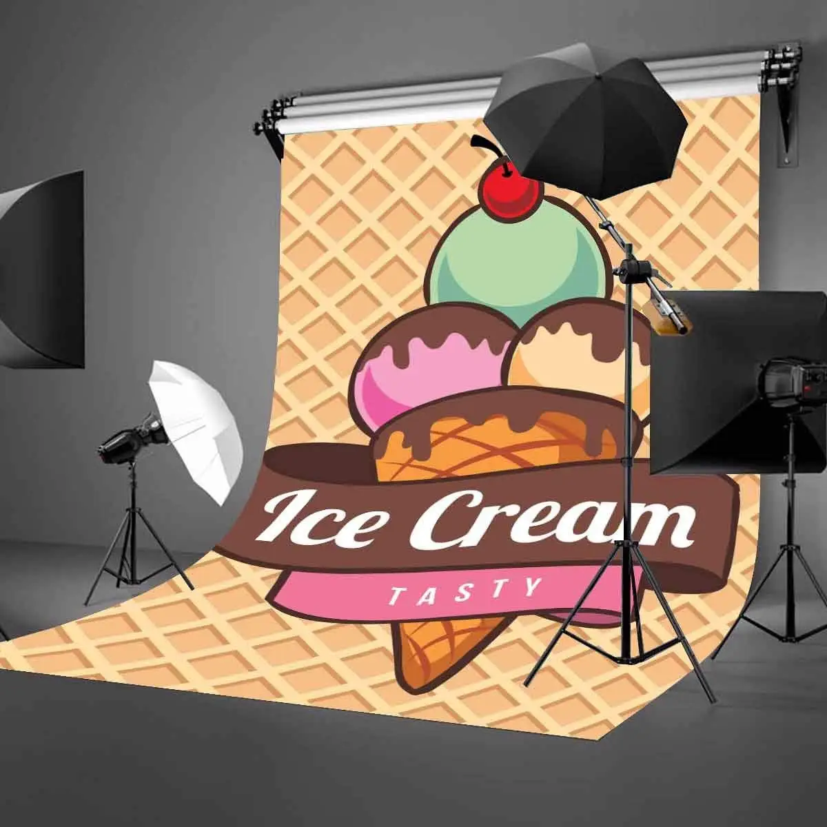

5x7ft Ice Cream Backdrop Brown Fruit Ice Cream Minimalistic Photography Background and Studio Photography Backdrop Props