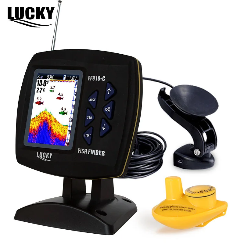 

LUCKY Wired&Wireless 2-in-1 Boat Fish Finder Dual Frequency 328ft/100m Sonar Echo Sounder 3.5inch TFT LCD Fishfinder