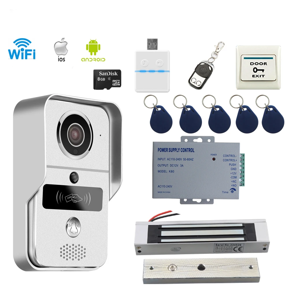 

JEX Smart WiFi Doorbell Wireless Video Door phone Intercom Kit Smartphone View Unlock IOS Android 8GB Card FREE SHIPPING