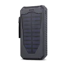 Banco de la Energía 15000 mAh Solar al aire libre A Prueba de agua Dual USB Portátil con Led Antorcha Batería Recharable batería a prueba de Golpes