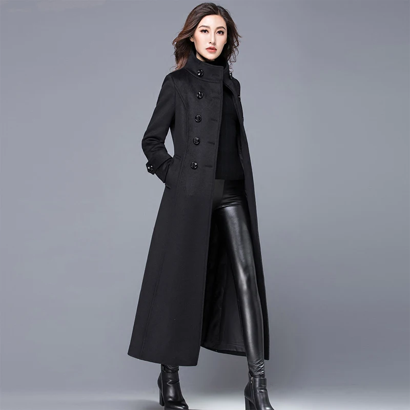 Plus Size Winter Women's Cashmere Coat Fashion Stand Collar Outerwear
