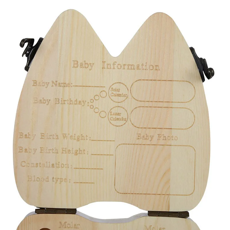 ONNPNNQ Baby Tooth Box Organizer For Baby Save Milk Teeth Wood Storage Box Tooth Shape Case Holder as a Gift For Kid Boy Girl3