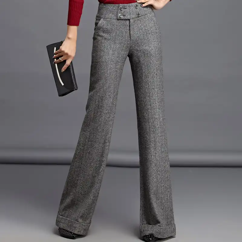 straight leg wool trousers