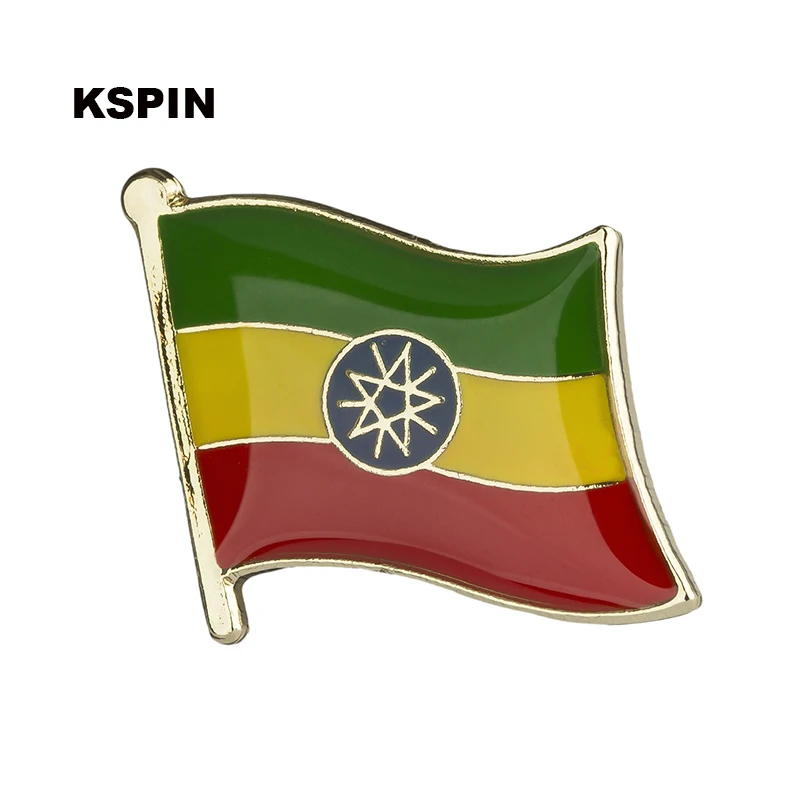

Round Ethiopia Flag Badge Clips Button for Clothes Metal Kawaii Pins in Brooches KS-0010