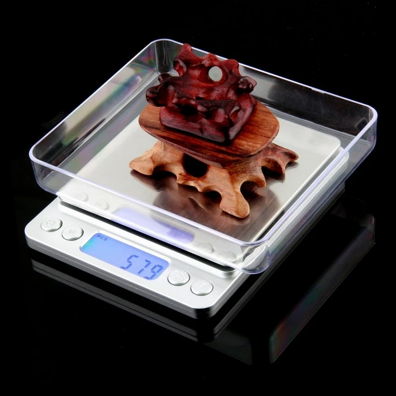 2000g x 0 1g Digital Kitchen Scale With 2pcs Tray Stainless Steel Jewelry Scales Electronic Kitchen