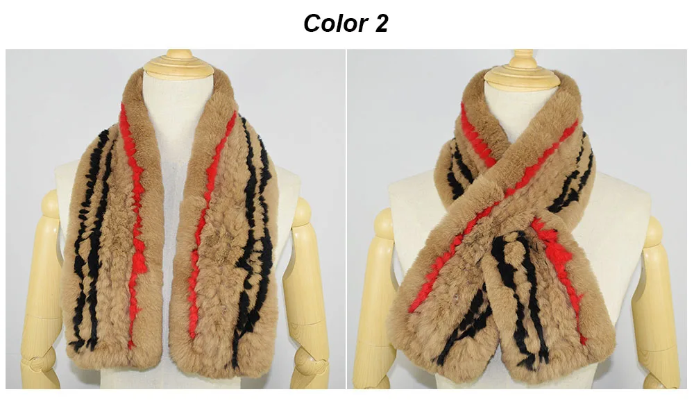 rex rabbit fur scarf plaid color 2