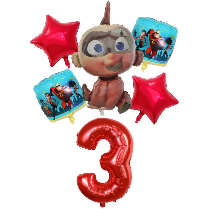 6 шт./лот Суперсемейка 2 воздушный шарик на день рождения ребенка вечерние украшения Джек майлар 30 дюймов фольга гелиевый номер воздушный шар игрушки для детей - Color: Deep Blue