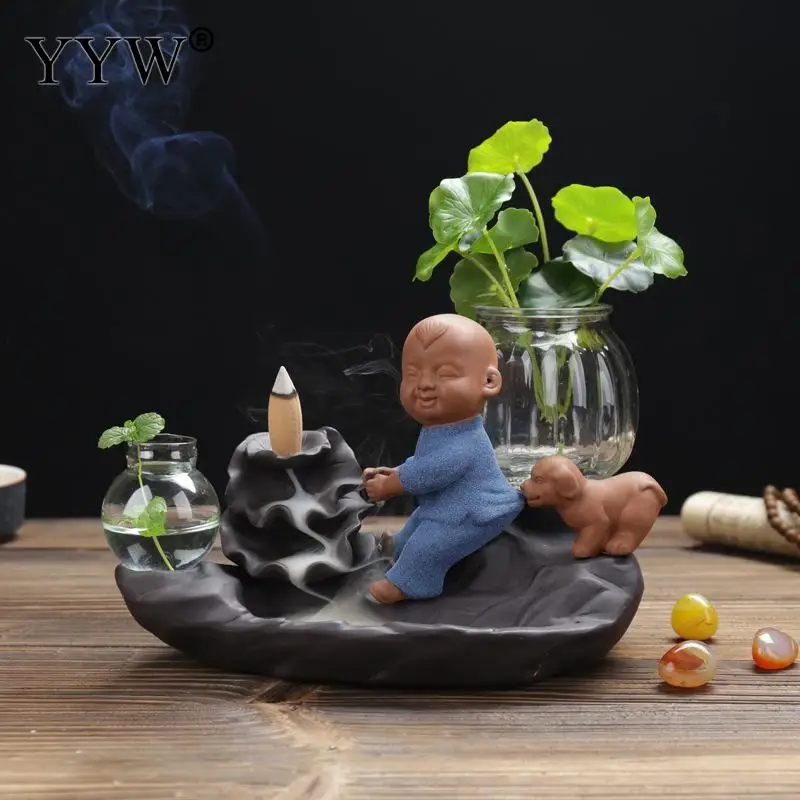 

Incense Burner With Small Vase Creative Backflow Cones Censer Oud Incense Holder Porte Encens Crafts Home Office Decoration