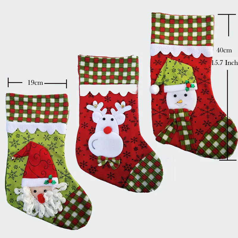 

40cm/15.7 Inch Plush christmas stocking kid xmas stocking children gift bag girls boy candy bag