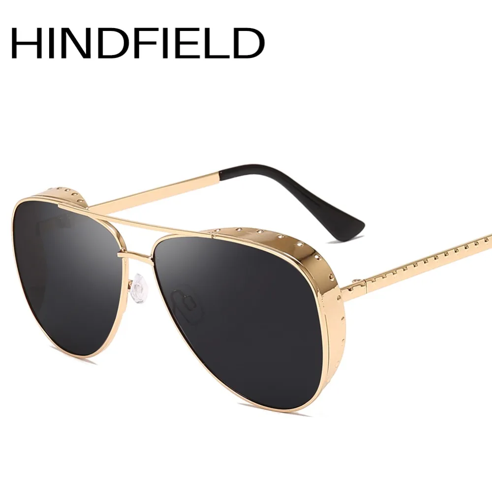 

Hindfield Pilot Sunglasses Men Punk Style Sunglasses Large Gradient Glasses Women High Quality Metal Frame Twin-beams O316