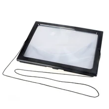KSOL Ultrathin A4 Full Page Large PVC Magnifier 3X Foldable Magnifying Glass Loupe Hands Free for Reading with 4 LED Lights the elderly a4 size desk type reading loupe magnifying glass illuminated magnifier with 4 led lamps lights for old people