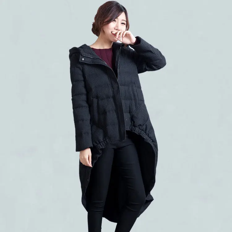 2018 New Style Winter Coat Ceciliayu Long Solid Zipper Slim Thick Full White Duck Down 90% Office Lady Knitted Down Coats Coats