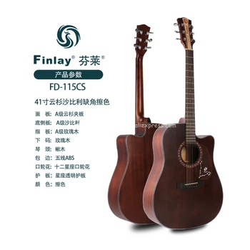 

Finlay 41" Acoustic Guitar,Cutaway Spruce Top/Mahogany Body guitarra,Brown Color,Customizable Constellation Pickguard,FD-115CS