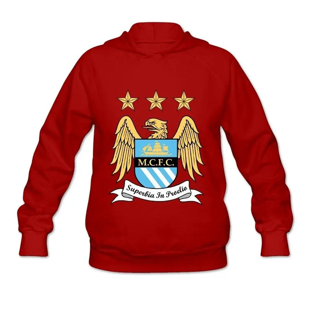 Women's Manchester City Long Sleeve Hooded Swea White, Cotton Novelty