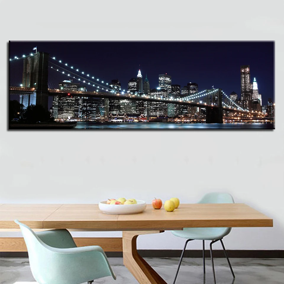 Модульные картины, плакат 1 шт., Нью-Йорк, Бруклинский мост, современные принты, украшение дома, настенное искусство, холст, живопись для подарка, произведение искусства