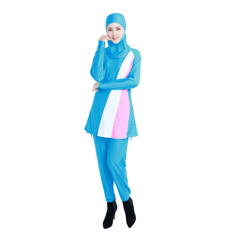 Muslim swimsuits Muslim swimsuit lady holding swimsuit Islamic woman beach swimsuit - Цвет: Светло-голубой