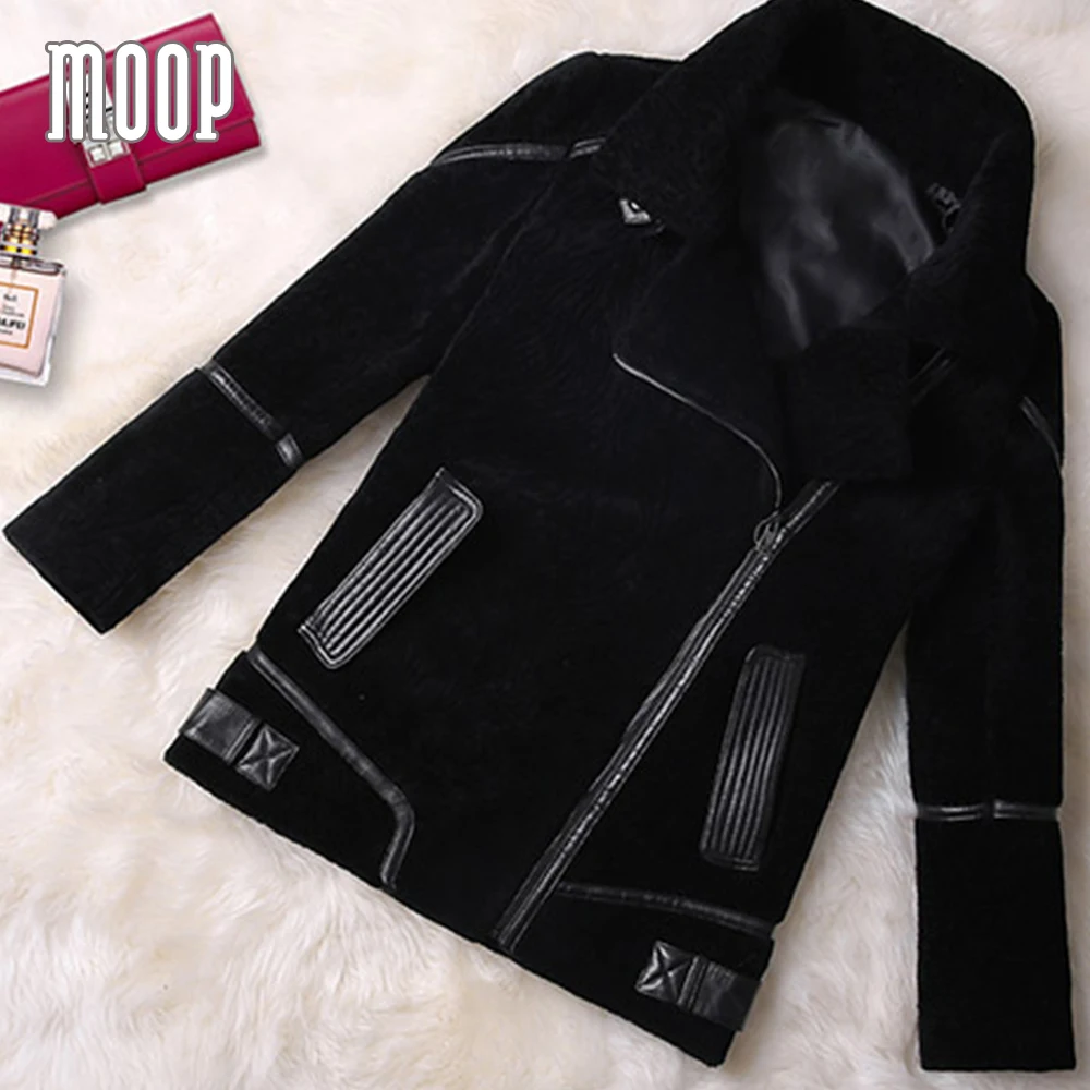 Couro Pic Femmes Peau D'hiver De Pour Noir Vestes Spliced Tondus Lt1064 Véritable Manteaux Per Moto Cuir Black Mouton En Jaqueta Cw0xxqZHz