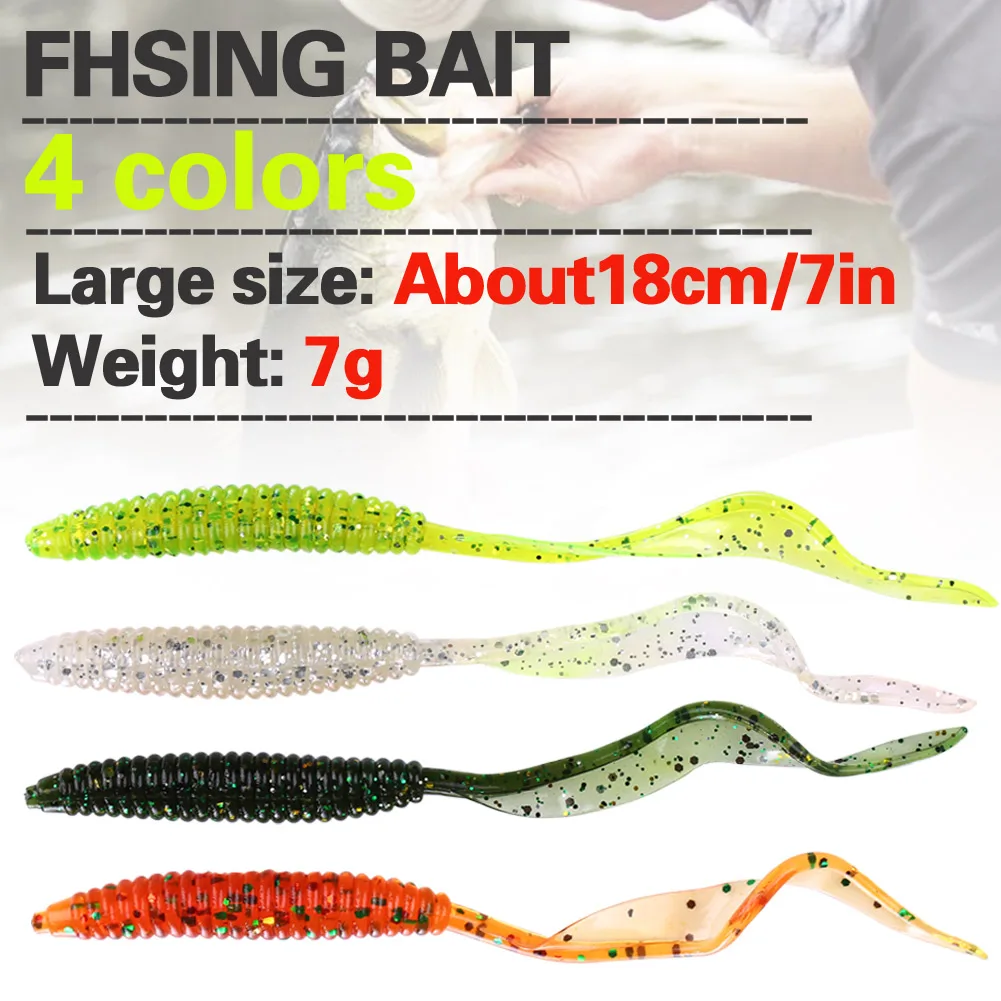 Sougayilang, 12 шт., приманка для рыбалки, 7 г, 180 мм, 13 см, искусственная приманка, силиконовая приманка, один длинный хвост, червь, морская/Пресноводная приманка для рыбалки