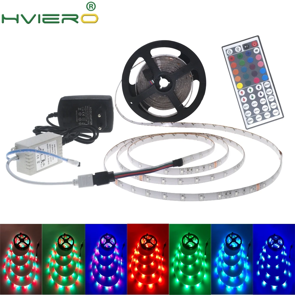 

300Leds 5M RGB 2835 SMD Flexible waterproof/non waterproof led strip with controller DC 12V adapter full set for decor