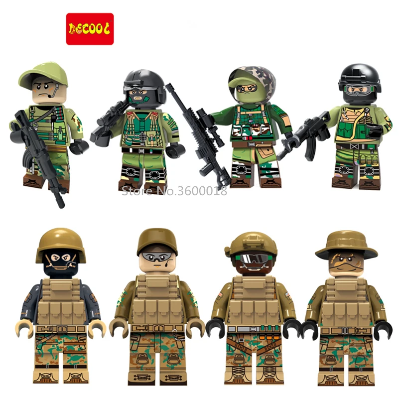 

Decool 304-307/308-311 Soldier Figure Building Bricks Block Mini Toys with weapons Amry Sniper Specia Force Children's gift