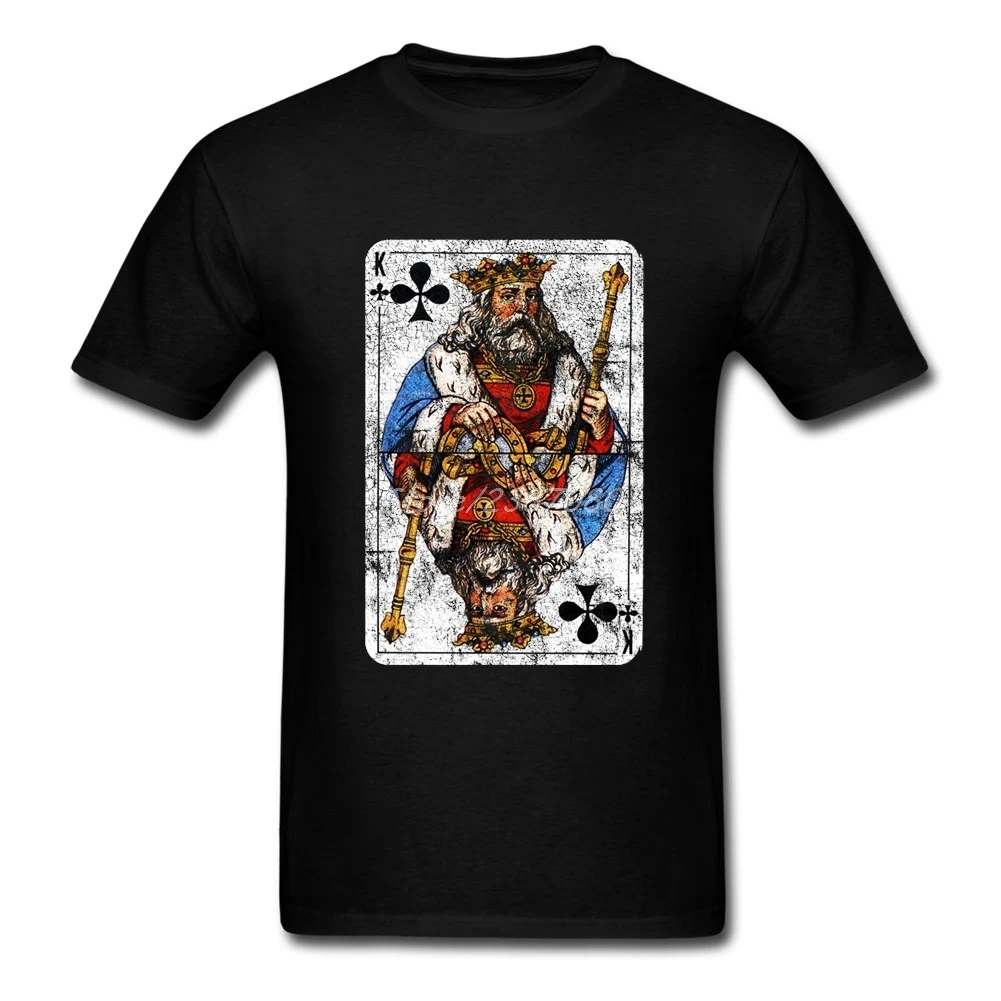 Hiphop Vintage King Card T Shirt Couple's Men's T shirts Cotton Crewneck Big Size Short Sleeve