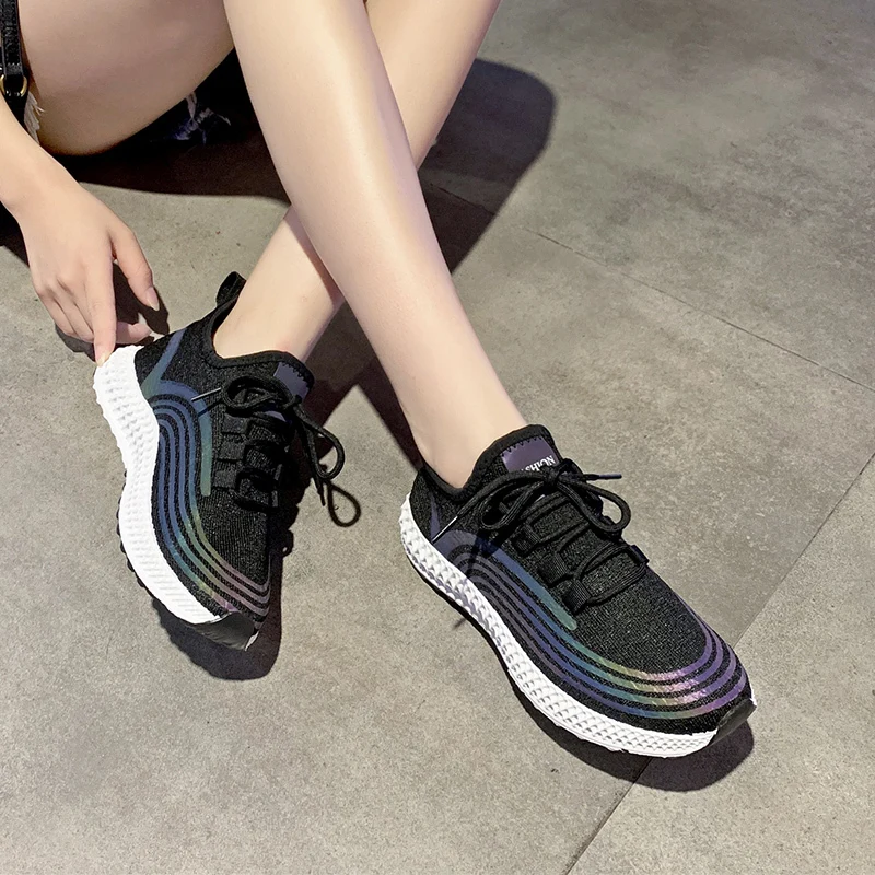 Plus Size Casual Shoes Female Ladies Flats Vulcanized Shoes Canvas Stretch Fabric Sneakers Women Shoes Woman Platform Lace Up