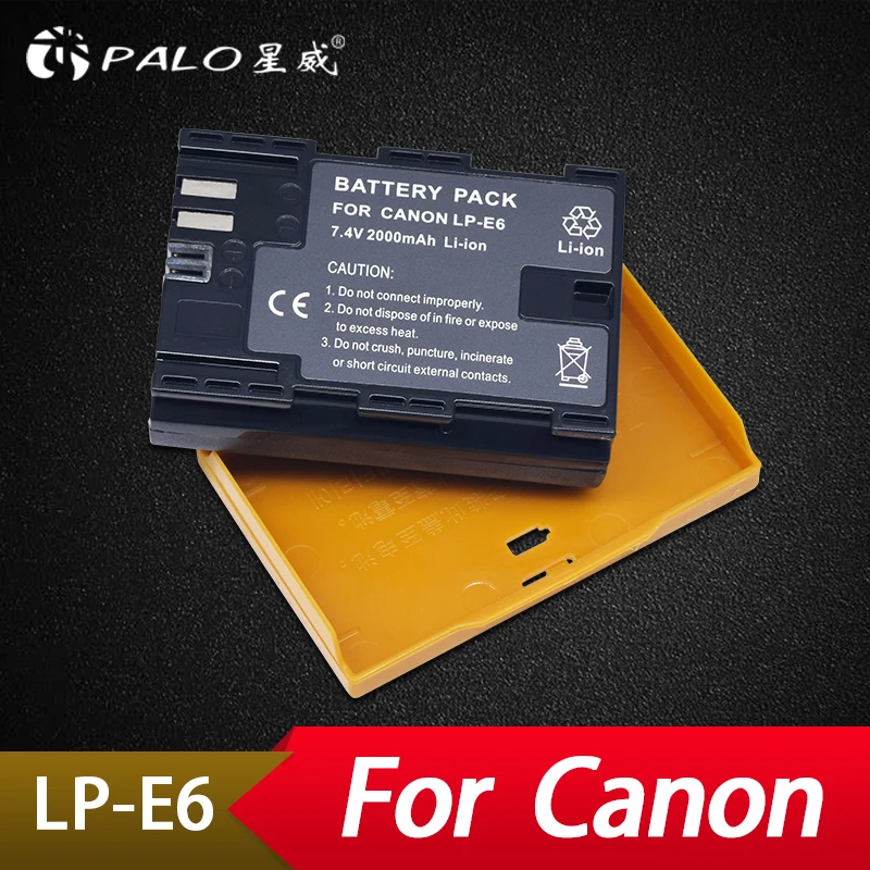 

Palo 1Pcs 2000mAh LP-E6 LP E6 LP-E6N Camera Battery For Canon EOS 5DS 5D Mark II Mark III 6D 7D 60D 60Da 70D 80D DSLR EOS 5DSR