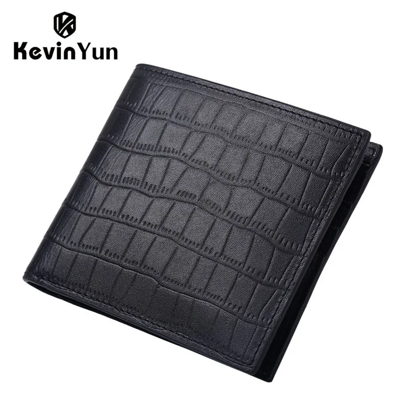

KEVIN YUN Designer Brand Men Wallets Genuine Leather Male Short Purse Card Holder