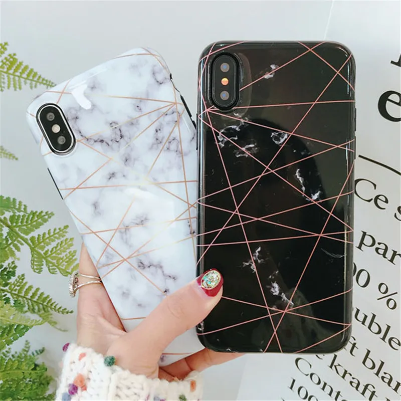 Glossy Marble Phone Case For iphone 7 Fashion Chic Back Cover Iphone 8 Plus X 6 S Fundas Coque |