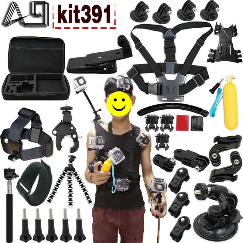  A9 for Gopro accessories set for Go pro 5 4 3 / SJCAM SJ4000 SJ9000 / Xiaomi yi 4k / mount for spor