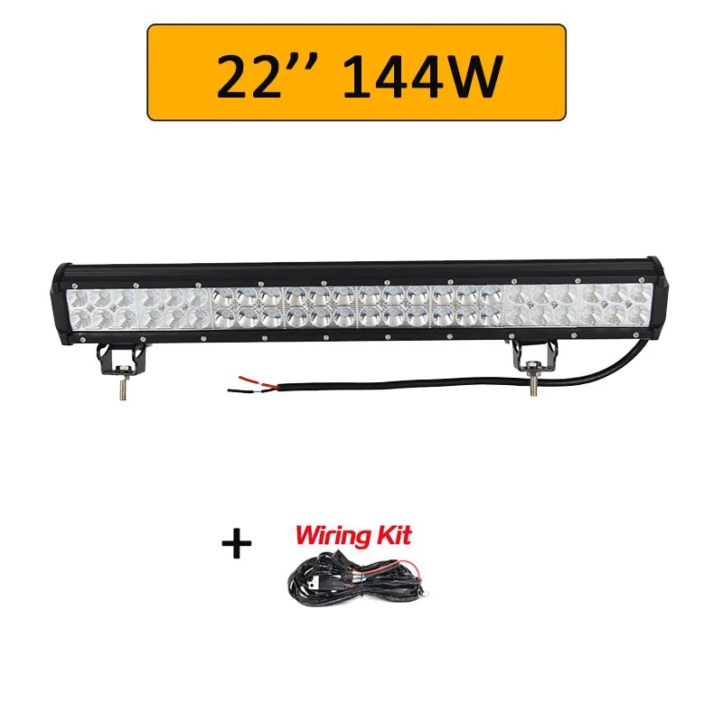 22in 144W wiring Auxtings 1" 22" 20 дюймов 12 в 24 В внедорожный светодиодный светильник, комбинированный точечный прожектор 2" 126 Вт светодиодный рабочий светильник для джипа автомобиля 4WD грузовика внедорожника ATV - Цвет: 22in 144W wiring