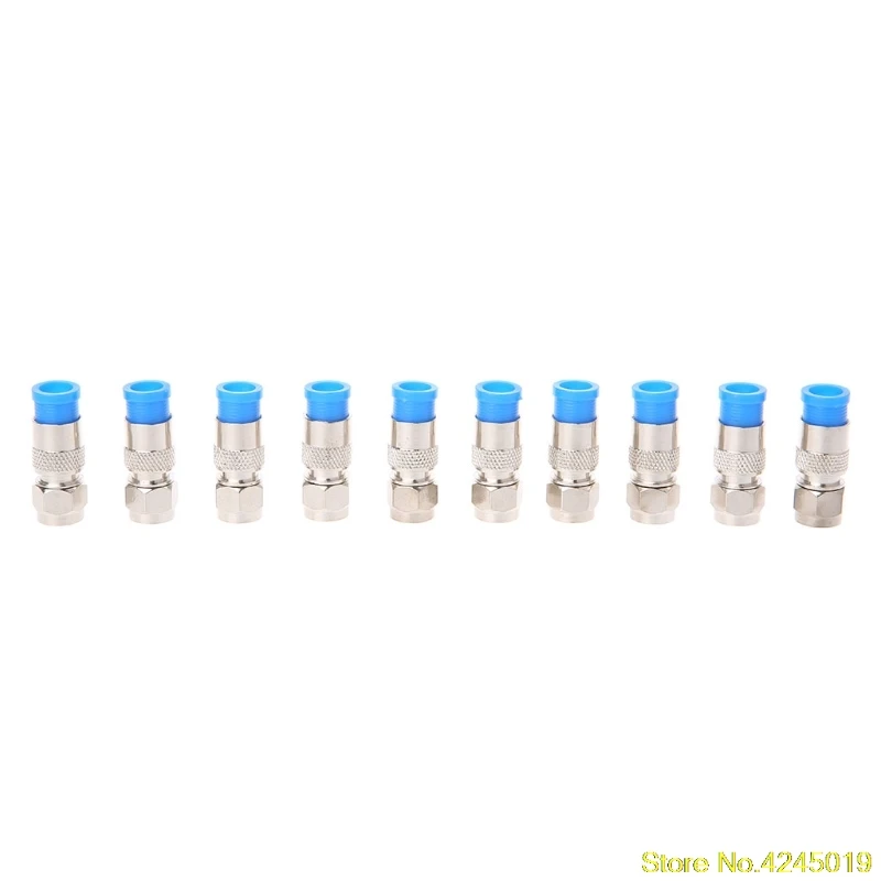 

High Quality New 10Pcs RG6 RG59 F Compression Connectors Coaxial Coax Cable Fitting Tools O-Ring