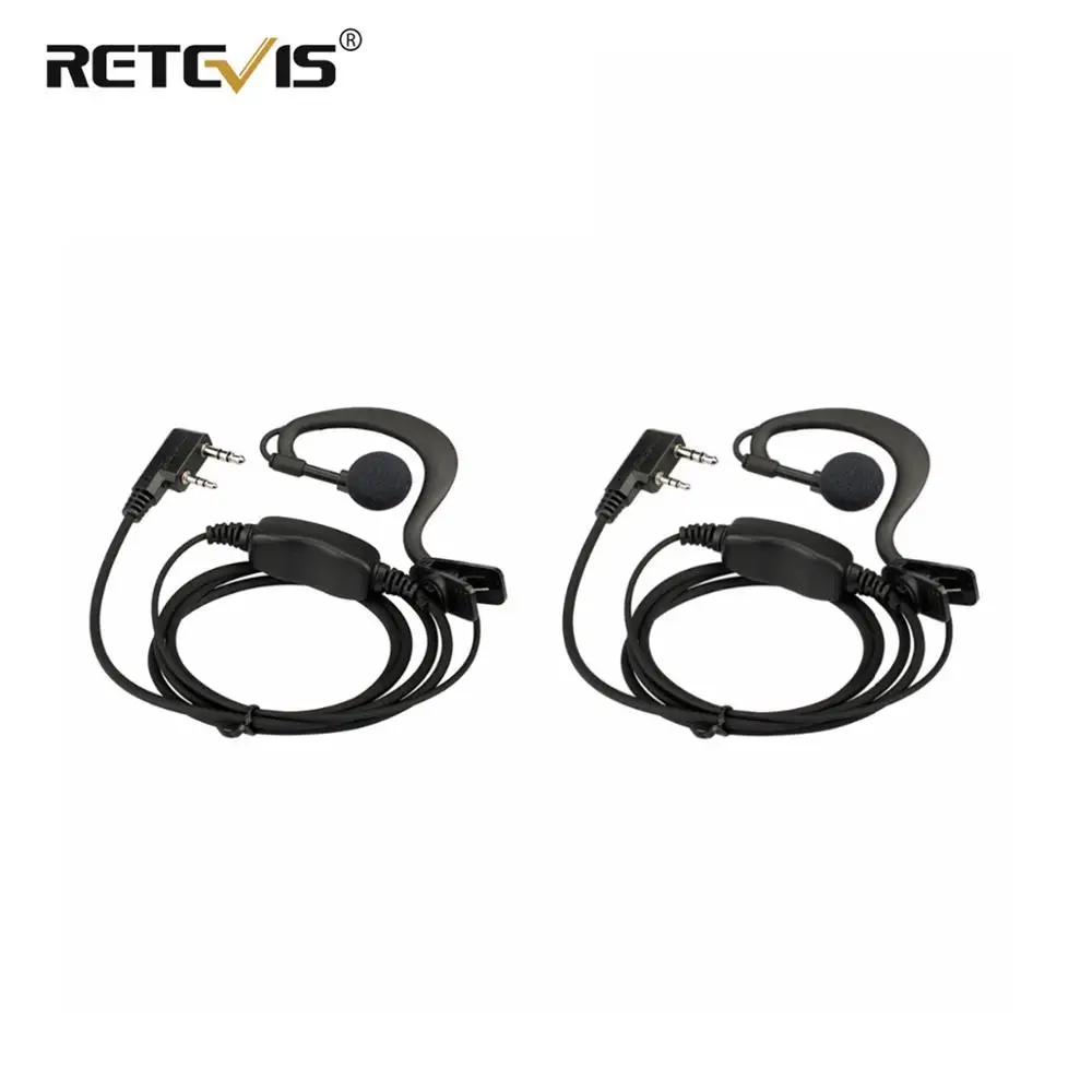 2pcs Retevis RE-3120 C-type Earhook Earpiece Walkie Talkie Headset For Retevis RT21 RT24 H777 RT22 R