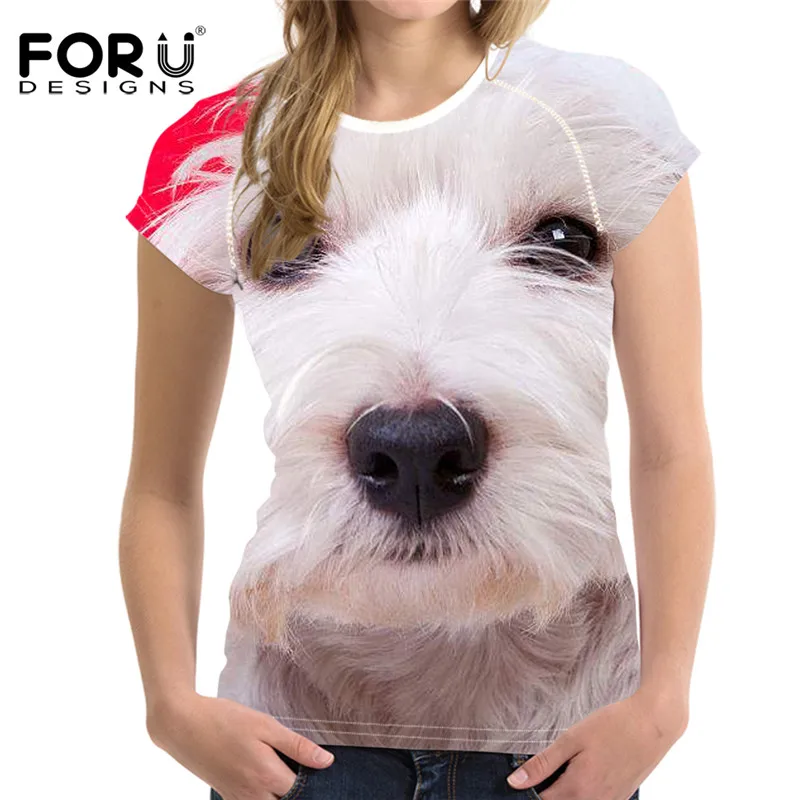 FORUDESIGNS/Повседневная женская летняя футболка, дышащая футболка с коротким рукавом для девочек, женские модные топы с изображением животных, собаки терьера, футболка - Цвет: H10692BV