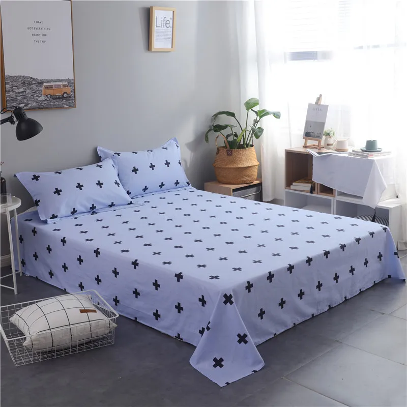 

Purple Black Cross Pattern 100% Cotton Flat Sheets 3Pcs Bedding Set Bed Sheets Queen Size Bed Lines Bedsheet Pillowcase Soft
