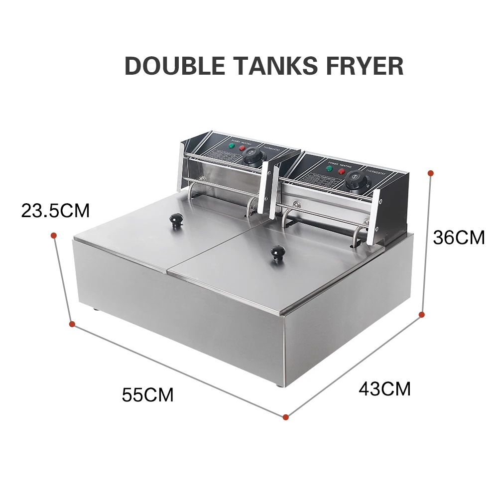 2 танка 16 л электрическая фритюрница из нержавеющей стали курица Картофель чип масло жареная жарочная машина коммерческая или Бытовая фритюрница