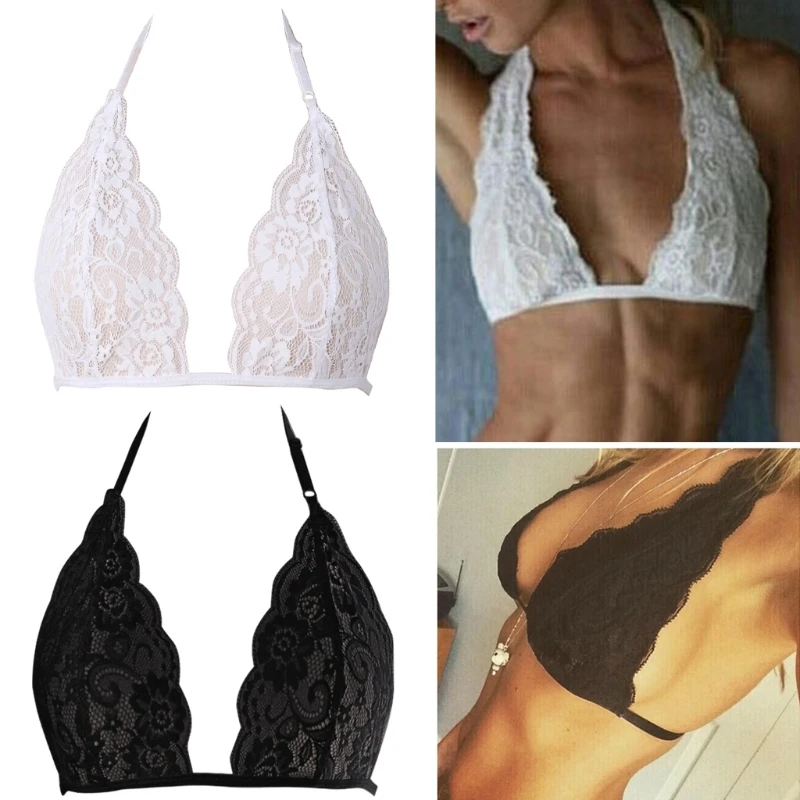 

New Women Lace Bra Brassiere Cotton Strappy Black White Lingerie Bra Ladies Adjustable Soft Unlined Bra Bralette For Women HOT